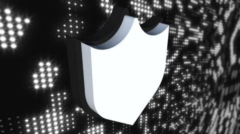 Icon cybersecurity shield on digital background, computer generated. 3d re... Foto stock