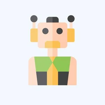Icon Cyborg. related to Future Technology symbol. flat style. simple design.. Stock Illustration