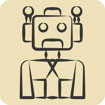 Icon Cyborg. related to Future Technology symbol. hand drawn style. simple .. Stock Illustration