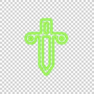 Icon dagger from the flow of energy of green color. Shimmering neon Stock Illustration