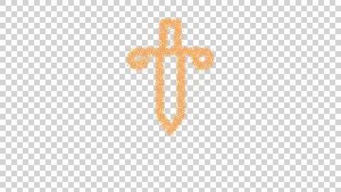 Icon dagger is made of yellow grains of sand. Some grains of sand fall down. Stock Illustration