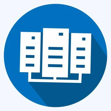 Icon Data Center - Long Shadow Style,Simple illustration,Editable stroke Stock Illustration