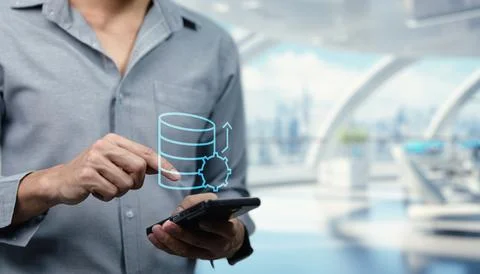 Icon of a data storage symbol featuring stacked server disks, representing .. Stock Photos