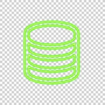 Icon database from the flow of energy of green color. Shimmering neon 스톡 일러스트