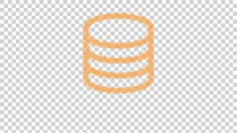 Icon database is made of yellow grains of sand. Some grains of sand fall down. Illustrazione stock