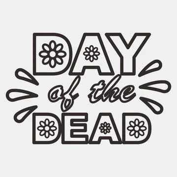 Icon day of the dead. Day of the dead celebration elements. Icons in line s.. Stock Illustration