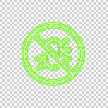 Icon debug from the flow of energy of green color. Shimmering neon Illustrazione stock