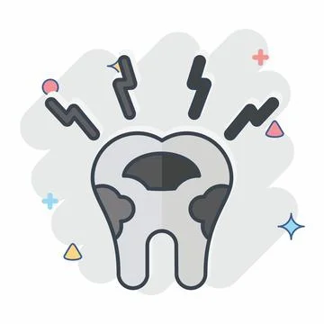 Icon Decayed Tooth. related to Dentist symbol. comic style. simple design e.. Illustrazione stock