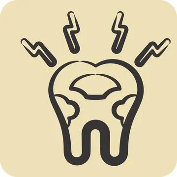 Icon Decayed Tooth. related to Dentist symbol. hand drawn style. simple des.. Stock Illustration