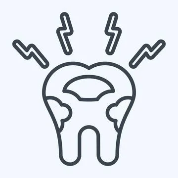 Icon Decayed Tooth. related to Dentist symbol. line style. simple design ed.. Illustrazione stock