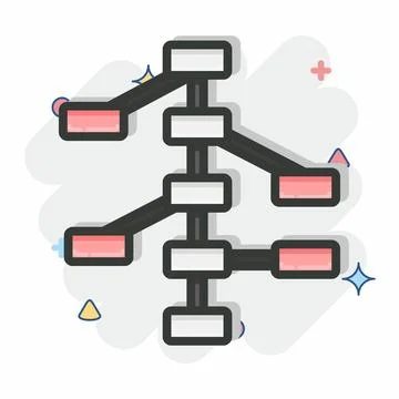 Icon Decision Trees. related to Machine Learning symbol. Comic Style. simpl.. Stock Illustration