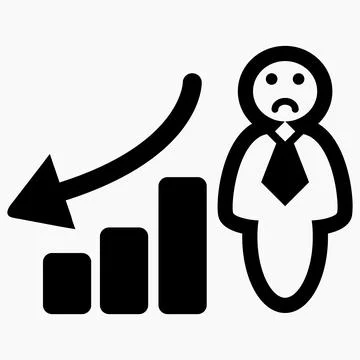 Icon decrease graphic with person. Stock Illustration
