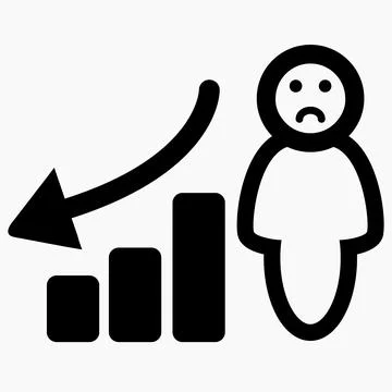 Icon decrease graphic with person. Stock Illustration