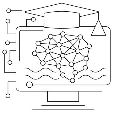 Icon of deep learning in artificial intelligence Stock Illustration