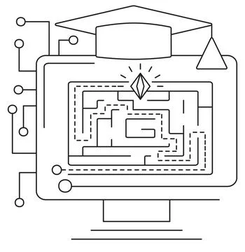 Icon of deep reinforcement learning in artificial intelligence Illustrazione stock