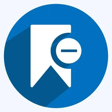 Icon Delete Bookmark. suitable for User Interface symbol. long shadow style.  Stock Illustration