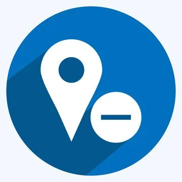 Icon Delete Location. suitable for User Interface symbol. long shadow style.  스톡 일러스트