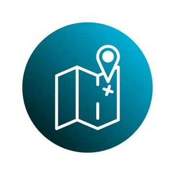 Icon depicting navigation and mapping concept with location marker on map f.. イラスト素材