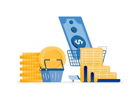 Icon design of budgets to save expenses. Pay for groceries and monthly bills. Illustrazione stock