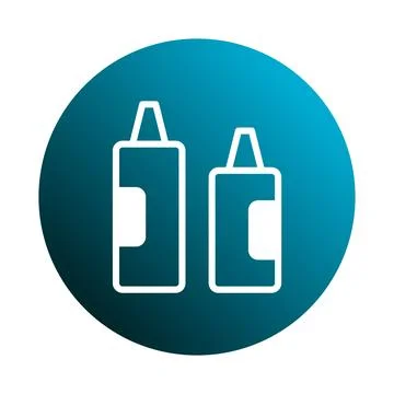Icon design featuring condiment bottles in contrasting white against a stri.. Stock Illustration