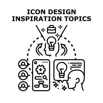 Icon design inspiration topics generating new creative ideas Stock Illustration