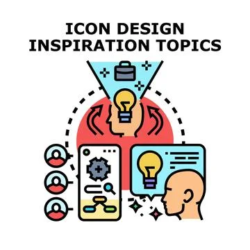 Icon design inspiration topics generating new creative ideas Illustrazione stock