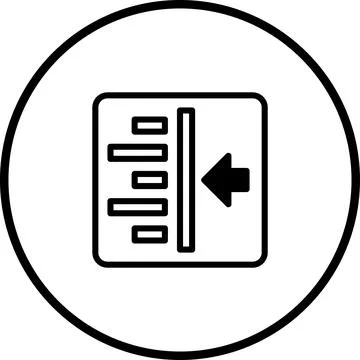 Icon design of text alignment with push left direction within a circular fram Stock Illustration