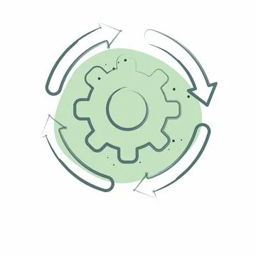 Icon Development Settings. related to Development symbol. Color Spot Style Illustrazione stock