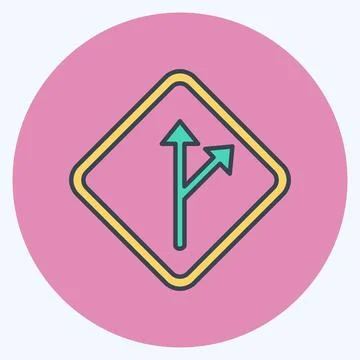 Icon Deviation Sign. suitable for education symbol. color mate style. simple  Stock Illustration