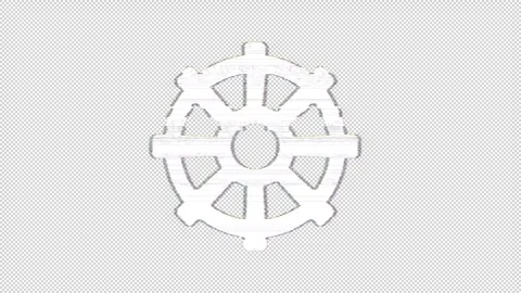 Icon dharmachakra is distorted. Glitch. Noise, chromatic aberration, geometric Stock Footage 302621780