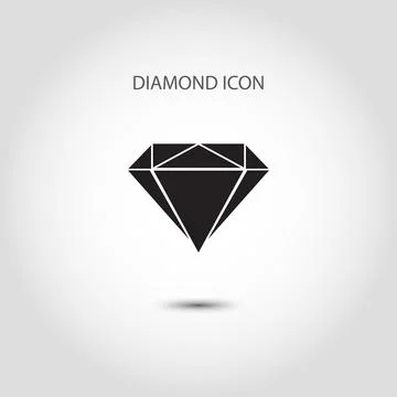 Icon of a diamond on a gray background with a shadow. Vector illustration. Stock Illustration
