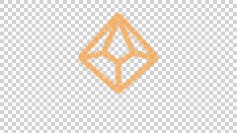 Icon dice d10 is made of yellow grains of sand. Some grains of sand fall down. Stock Illustration