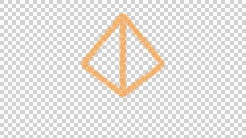 Icon dice d4 is made of yellow grains of sand. Some grains of sand fall down. Stock Illustration