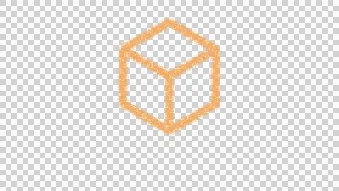 Icon dice d6 is made of yellow grains of sand. Some grains of sand fall down. Stock Illustration