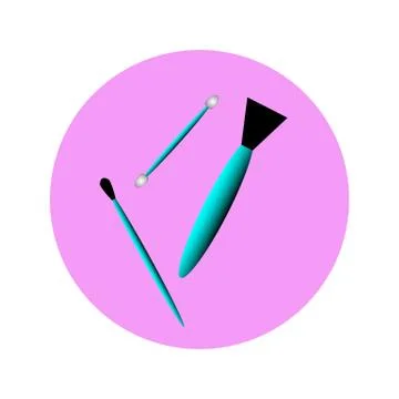 Icon different type of makeup brushes in circle Illustrazione stock