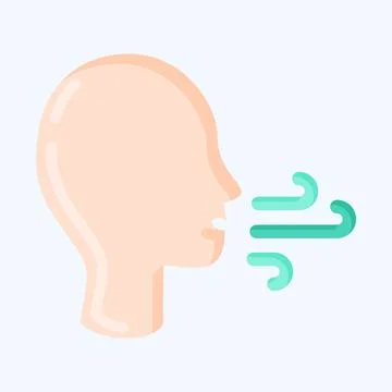 Icon Difficulty Breathing. suitable for flu symbol. flat style. simple design イラスト素材