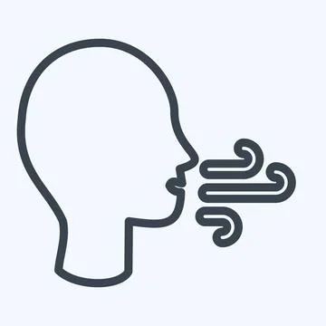 Icon Difficulty Breathing. suitable for flu symbol. line style. simple design Stock Illustration