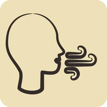Icon Difficulty Breathing. suitable for flu symbol. hand drawn style. simpl.. Stock Illustration