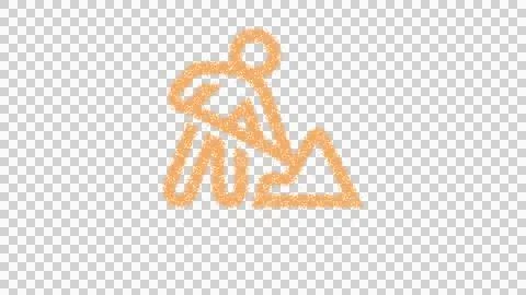 Icon digging is made of yellow grains of sand. Some grains of sand fall down. Ilustração Stock