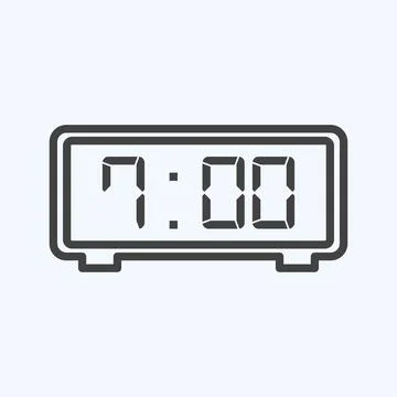 Icon Digital Clock - Line Style - Simple illustration,Editable stroke Stockillustratie