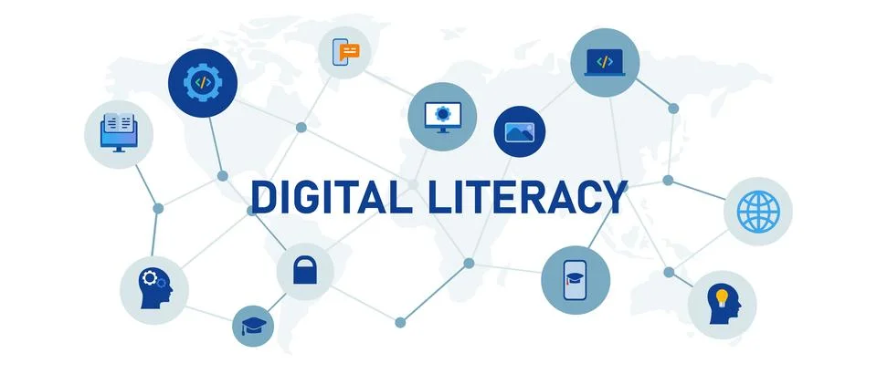 Icon digital literacy learn knowledge information internet technology Stock Illustration