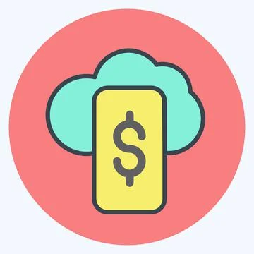 Icon Digital Wallet. suitable for education symbol. color mate style. simple  Stock Illustration