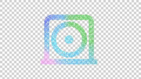 Icon disc drive is made up of LED square shapes. There are bright diodes and Stock Illustration
