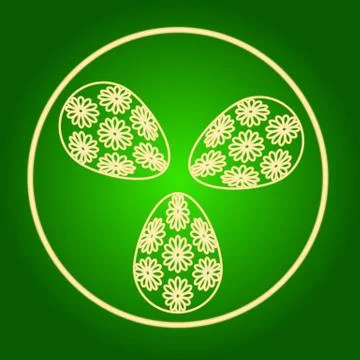 Icon dish with Easter eggs and a floral pattern. Stock Illustration