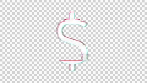 Icon dollar sign is distorted. Glitch. Noise, chromatic aberration, geometric Stock Illustration