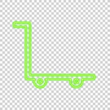 Icon dolly flatbed empty from the flow of energy of green color. Shimmering neon Stock Illustration