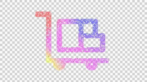 Icon dolly flatbed is made up of LED square shapes. There are bright diodes and Stock Illustration
