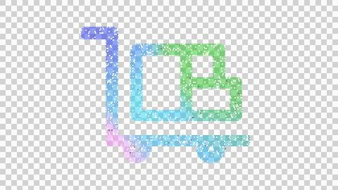 Icon dolly flatbed is made up of LED square shapes. There are bright diodes and Stock Illustration