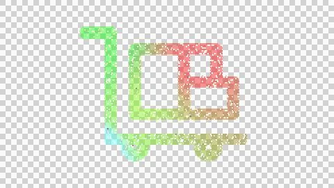 Icon dolly flatbed is made up of LED square shapes. There are bright diodes and Stock Illustration