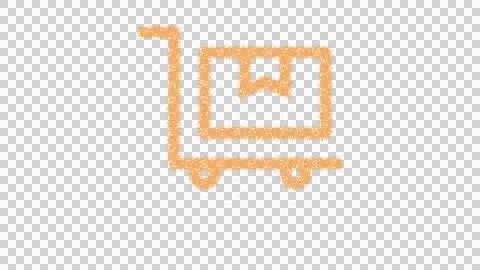 Icon dolly flatbed is made of yellow grains of sand. Some grains of sand fall Stock Illustration